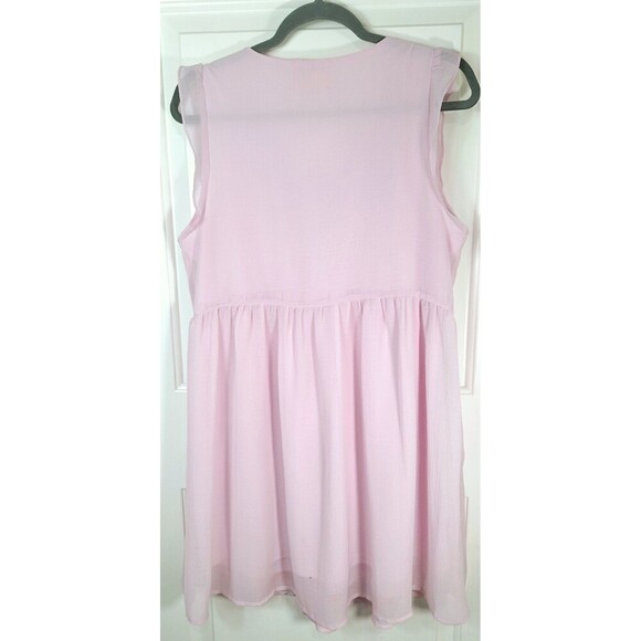 Savanna Jane Embroidered Floral Babydoll Dress Pink V Neck Sleeveless SZ Medium - Picture 2 of 7